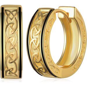 Sterling Silver Viking Hoop Earrings Celtic Knot Gold Men Women Gift